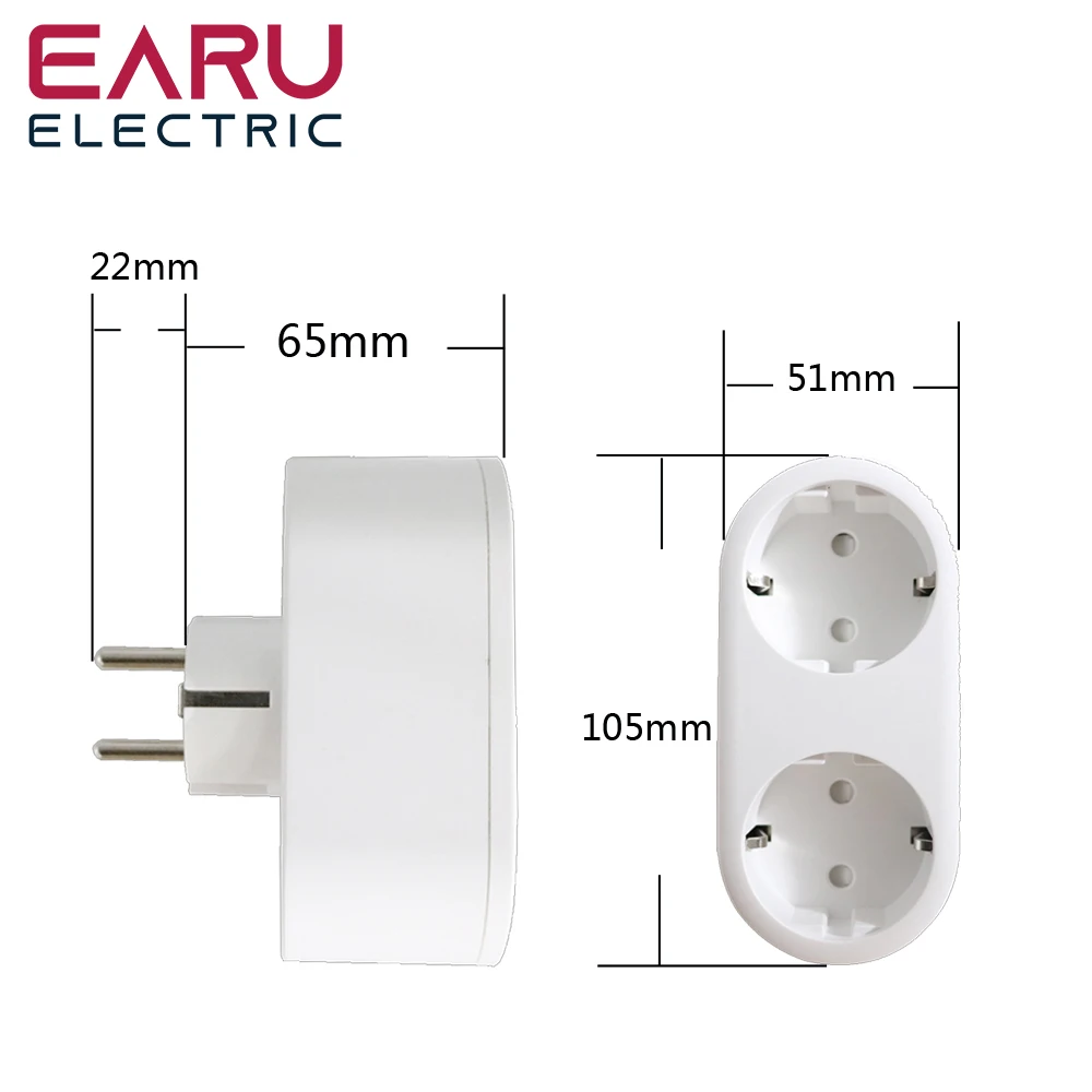 2 In 1 TUYA 16A EU Smart Wifi Power Plug Energy Monitor Timer House Wireless Dual Socket Outlet Alexa Google Home |