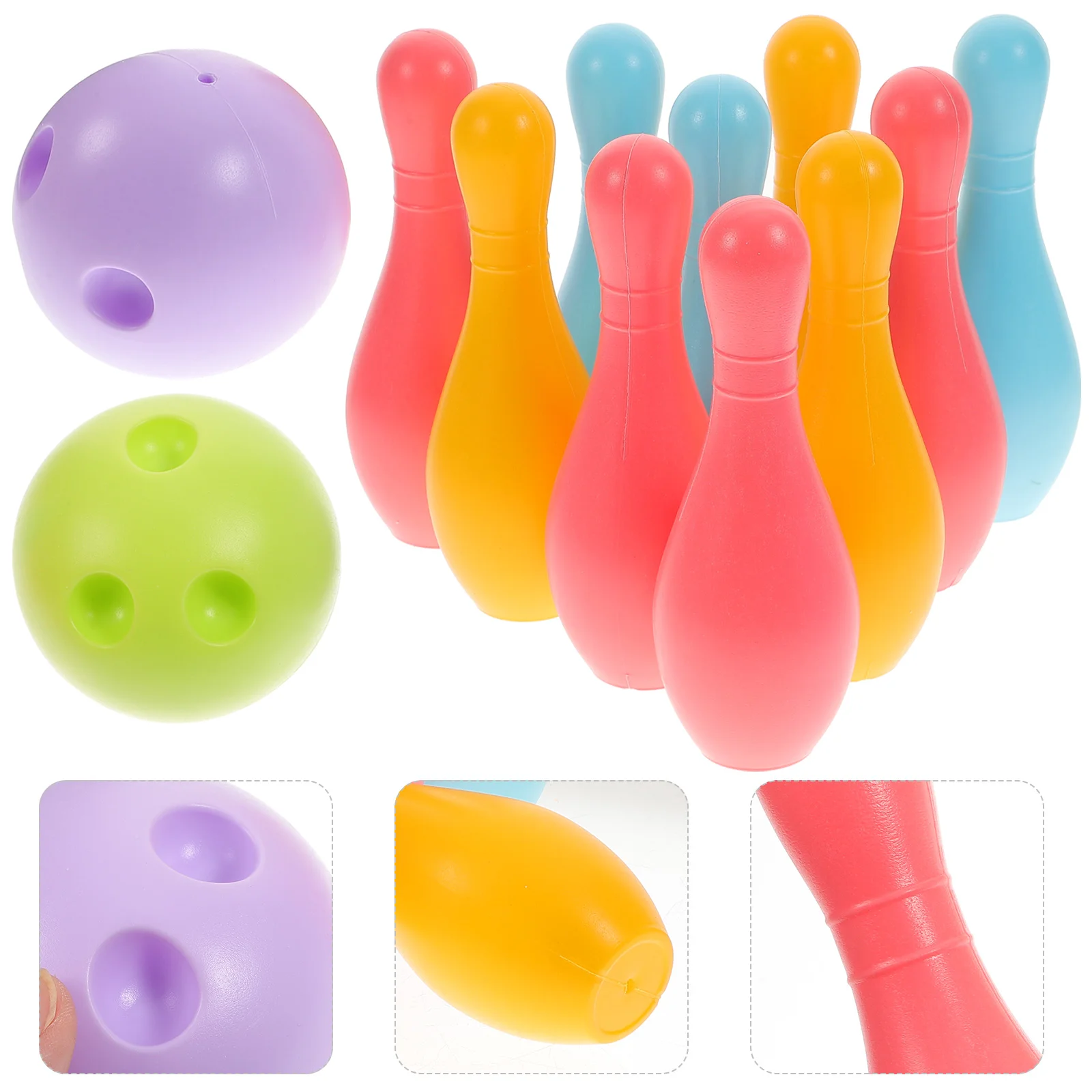 

Kids Bowling Set Indoor Outdoor Party Bowling Play Set with 10pcs 2 Balls ( )