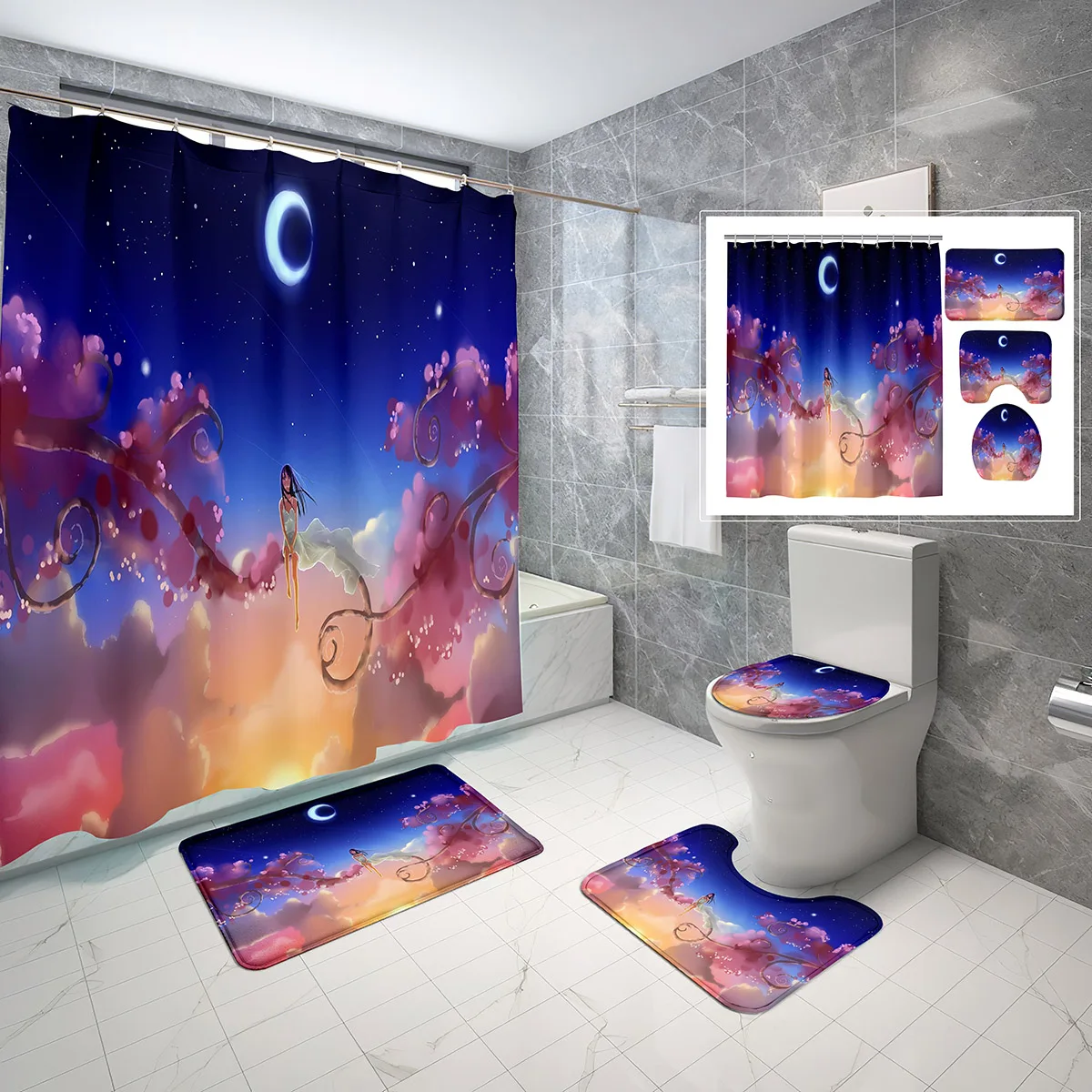 

4 шт., детские занавески для душа, с рисунком