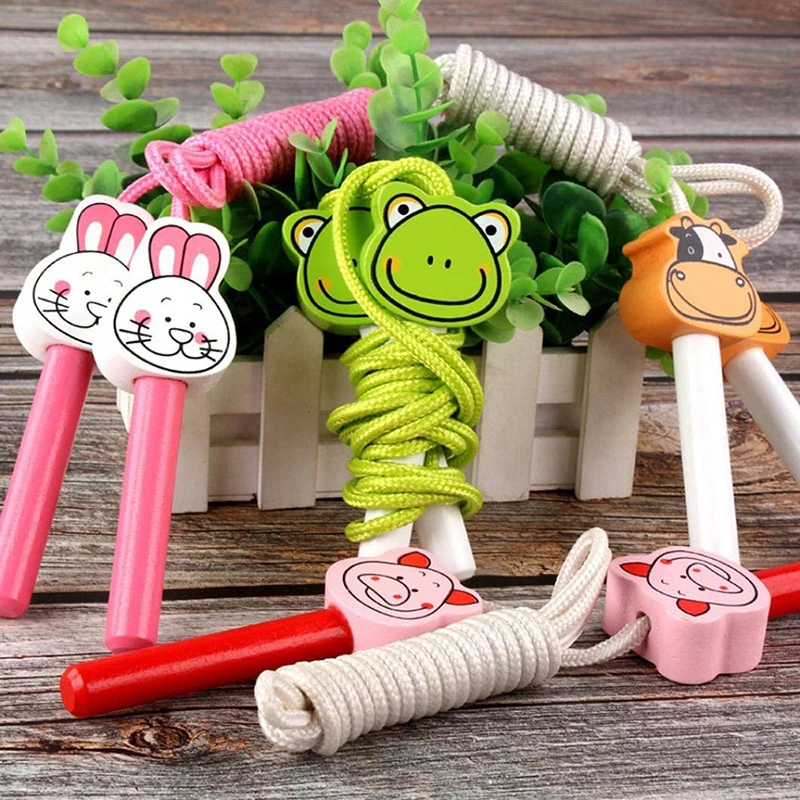 

2M Animals Wooden Handle Jumping Skipping Rope Fitness Exercise Sport Equipment Educational Boys Girls Kids Children Toys