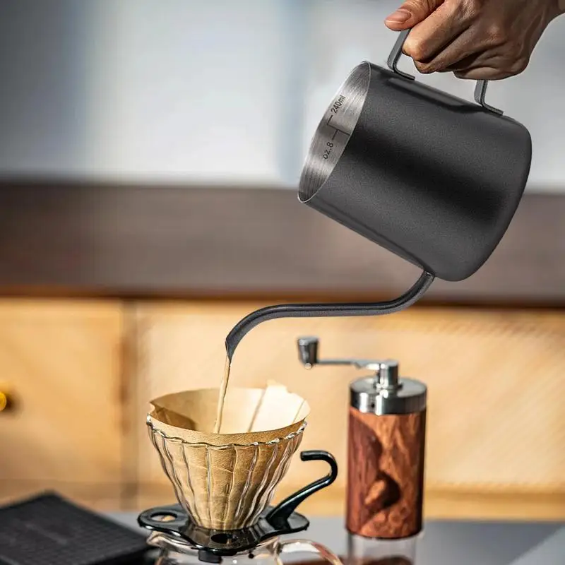 

Pour Over Coffee Kettle 250ml Stainless Steel Gooseneck Coffee Pot with Scale Lightweight Coffee Kettle For Home Office Cafetera