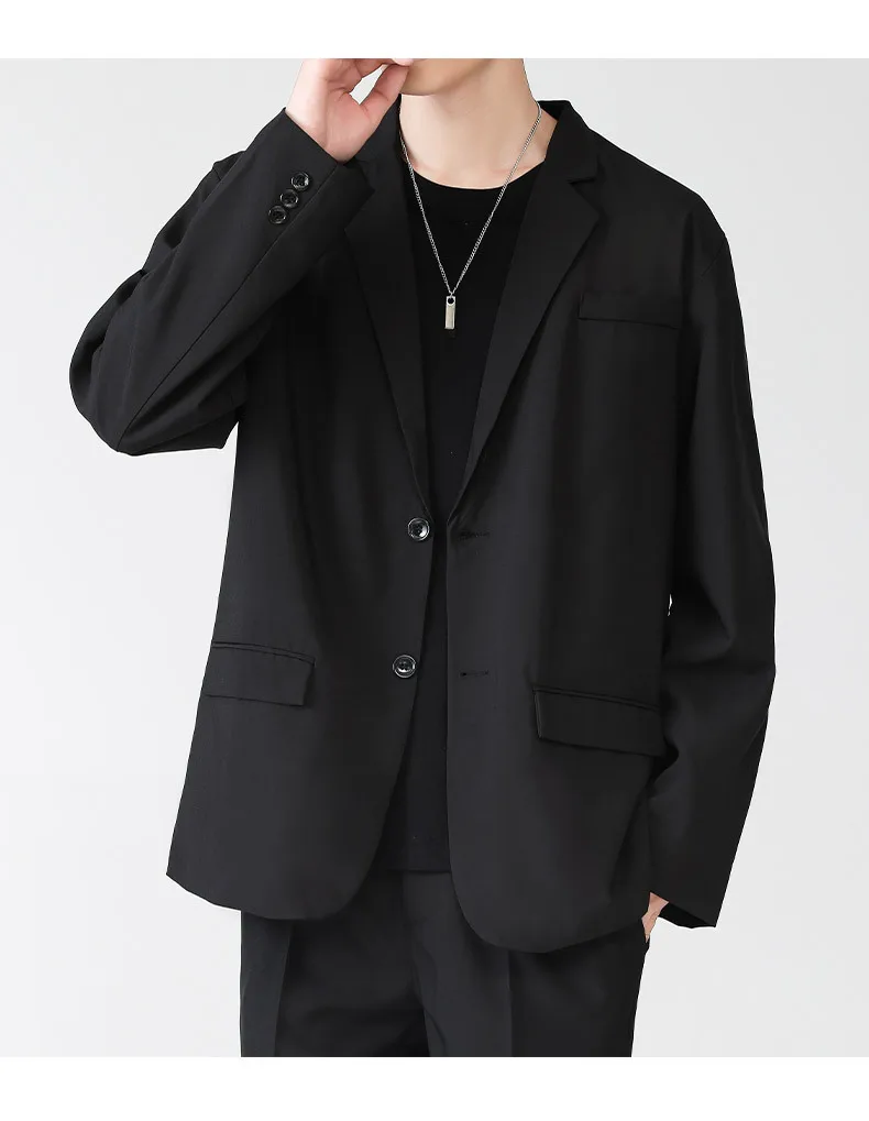 

5886-RD-New men's Customized suit fine cotton elastic round neck short-sleeved