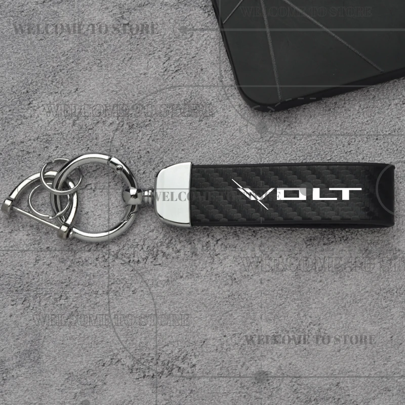 Фото Углеродное волокно для Chevrolet Volt Bolt EUV EV, эмблема, модный кожаный брелок для мужчин и женщин, автомобильный брелок для ключей, аксессуары №2