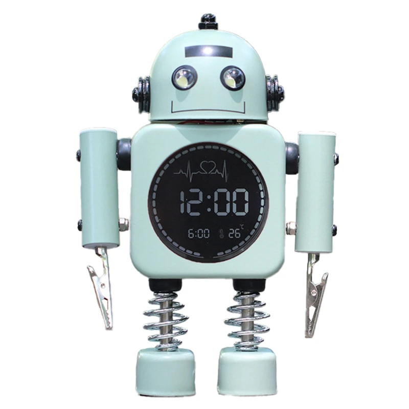 Metal Robot Alarm Clock Intelligent Student, Male, Female And Children's Bedroom Alarm Clock