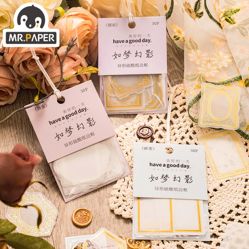 Mr. Paper 8 видов конструкций прекрасный день, как мечтательная серия теней, бронзовая серная кислота, бумага для украшения, сделай сам, коллаж