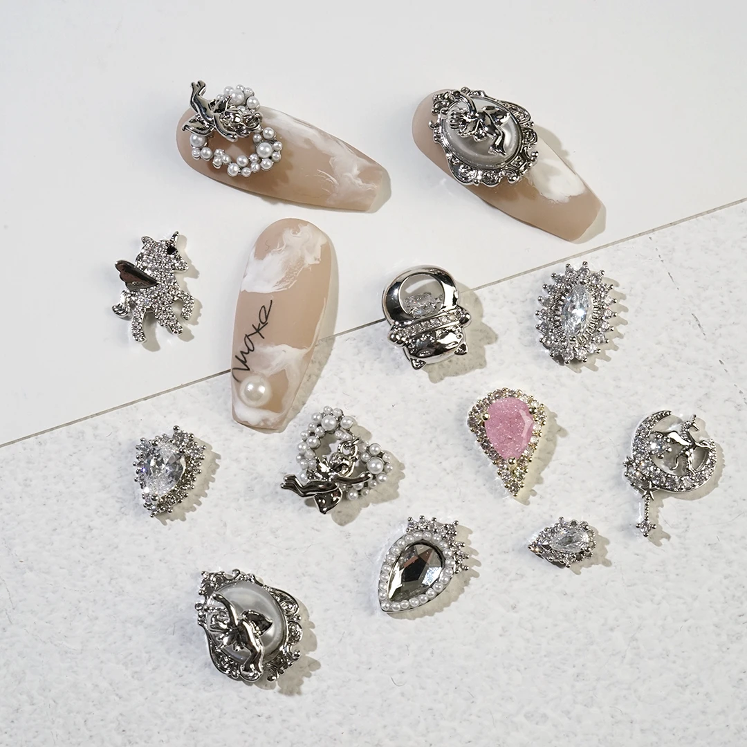 Детали из циркония для ногтевого дизайна 2 шт. 3D кристалл жемчуг металлический