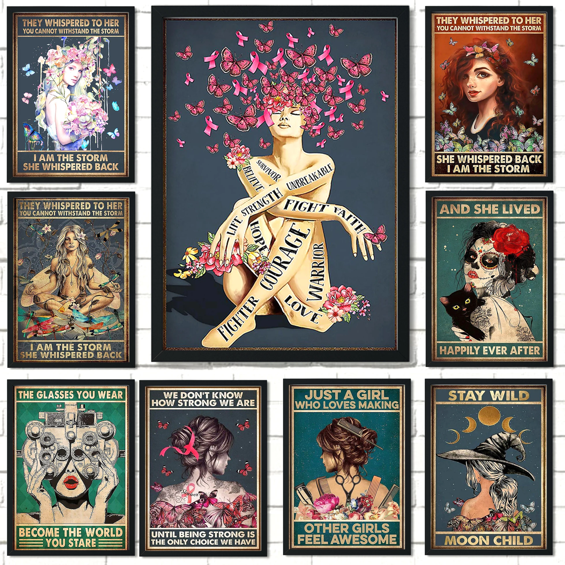 Вдохновляющие цитаты постер с бабочкой девочкой луной ребенком черной кошкой