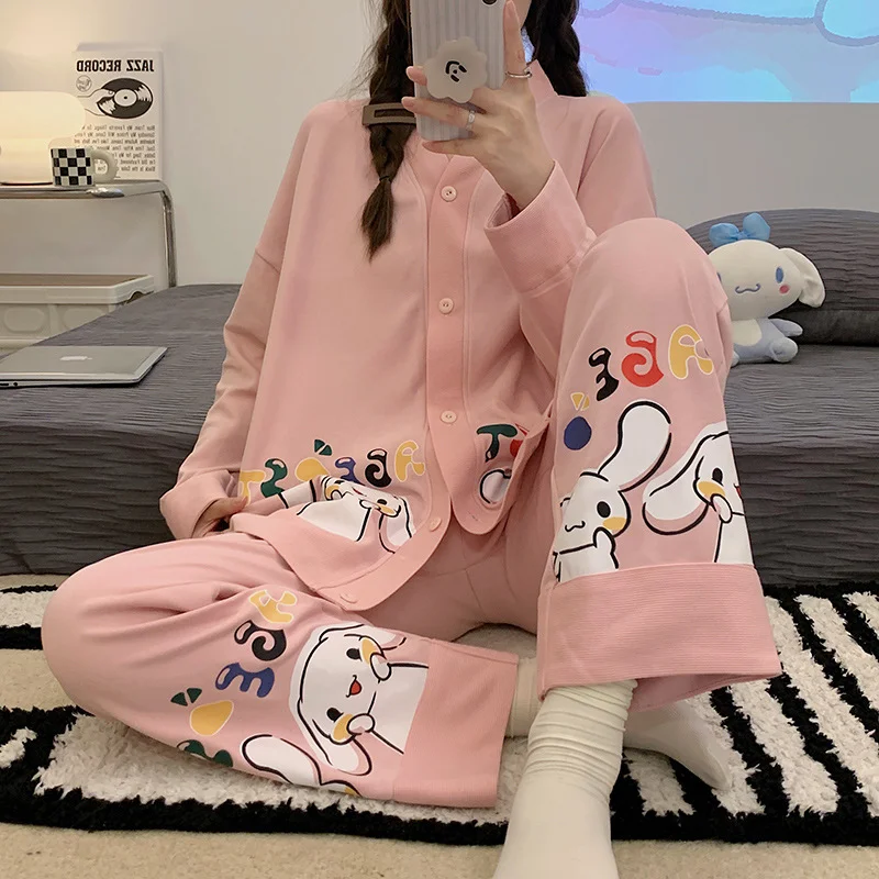 

Kawaii Sanliou Plush Pajama Set Cute Soft Cinnamoroll Cartoon Cotton Home Suit Set Plush Toy for Girls Gift