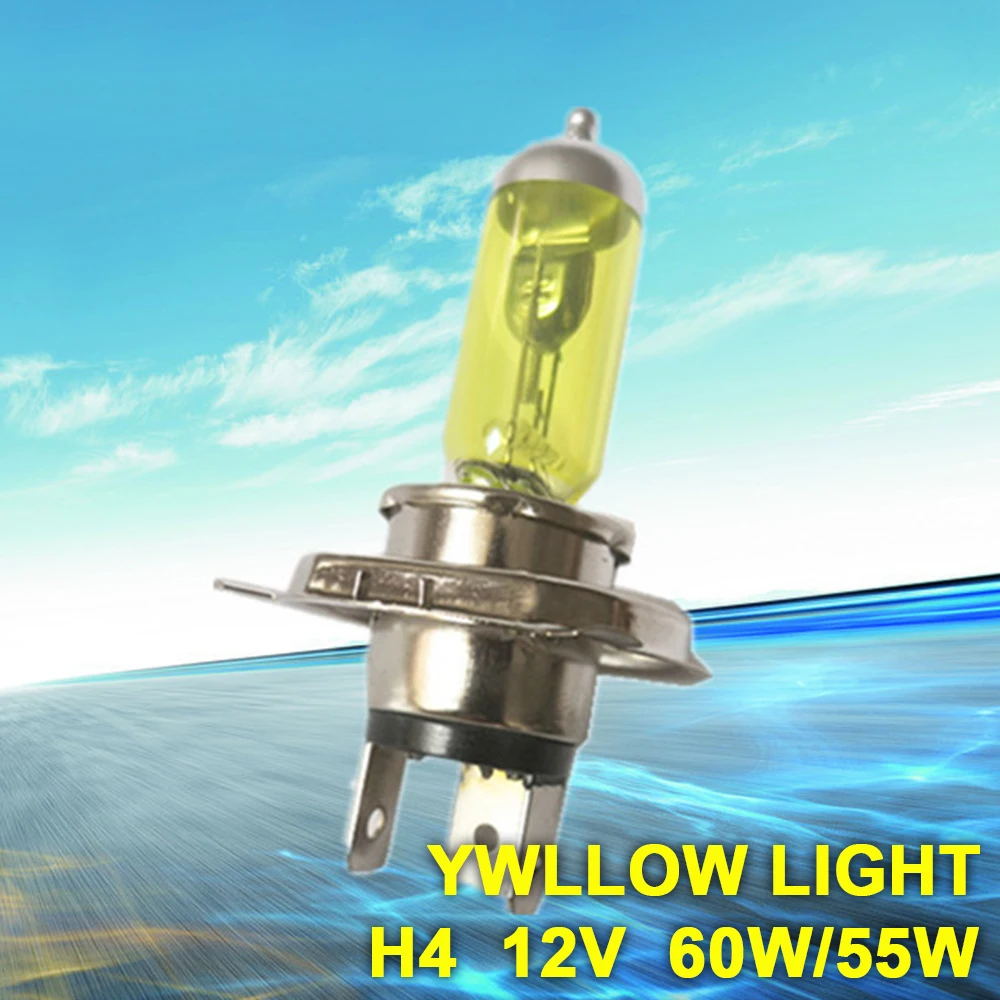 

2Pcs H4 Halogen Bulb Yellow Light 12V 60/55W P43T 2600K 2000LM HeadLight Glass Car Light Auto Lamp