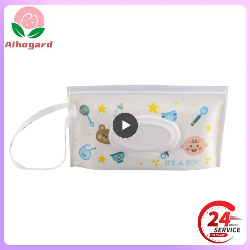 

Hot Sale Baby Wipes Box Eco-Friendly Reusable Cleaning Wipes Carrying Bag Waterproof Portable Clamshell Snap Wipe Organizer