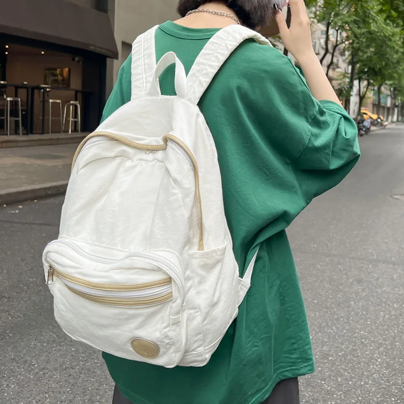 

New Korean Style Preppy Canvas Backpack Women's Leisure Travel Outing Shoulder Bag Fashion Bag For Boys And Girls Mochila 2022