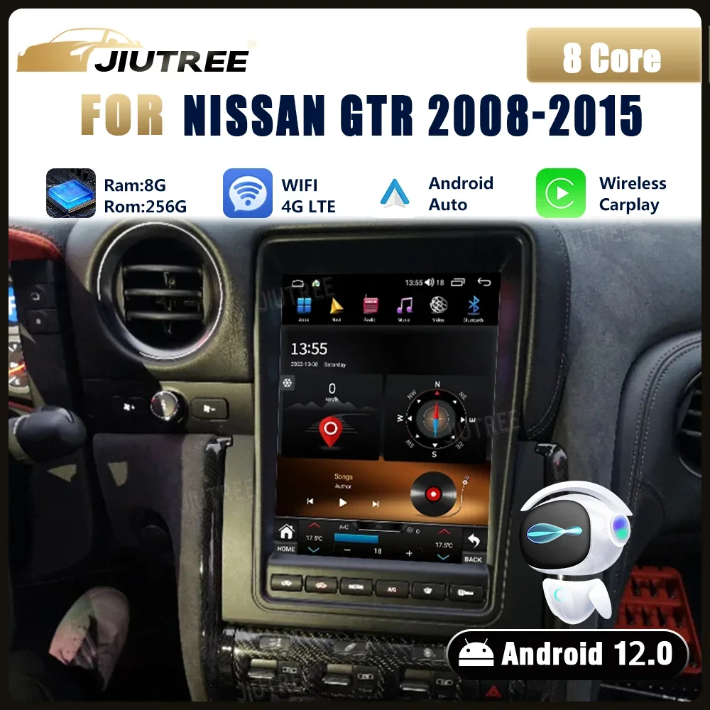 10 1-дюймовый автомобильный радиоприемник Android 12 для Nissan GT-R GTR R35 1-2015 обновленный
