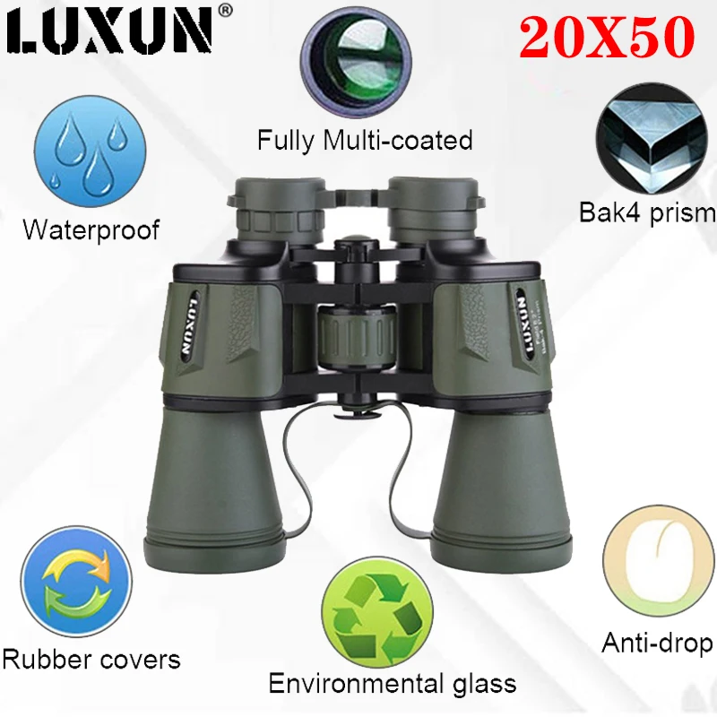 

LUXUN 20X50 Binoculars Telescope Bak4 Powerful and Long Distance Binoculars FMC Night Vision Spyglass for Travel Hunting Camping