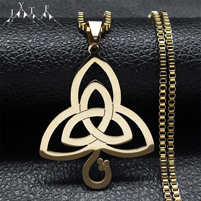 

Triskele Trinity Knot Pendant Necklace Stainless Steel Irish Witch Celtic Knots Necklaces Jewelry acero inoxidable collar N2702