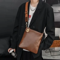 fashion mens shoulder bags brown pu leather man messenger bags business solid male crossbody bag small sling bag 2080