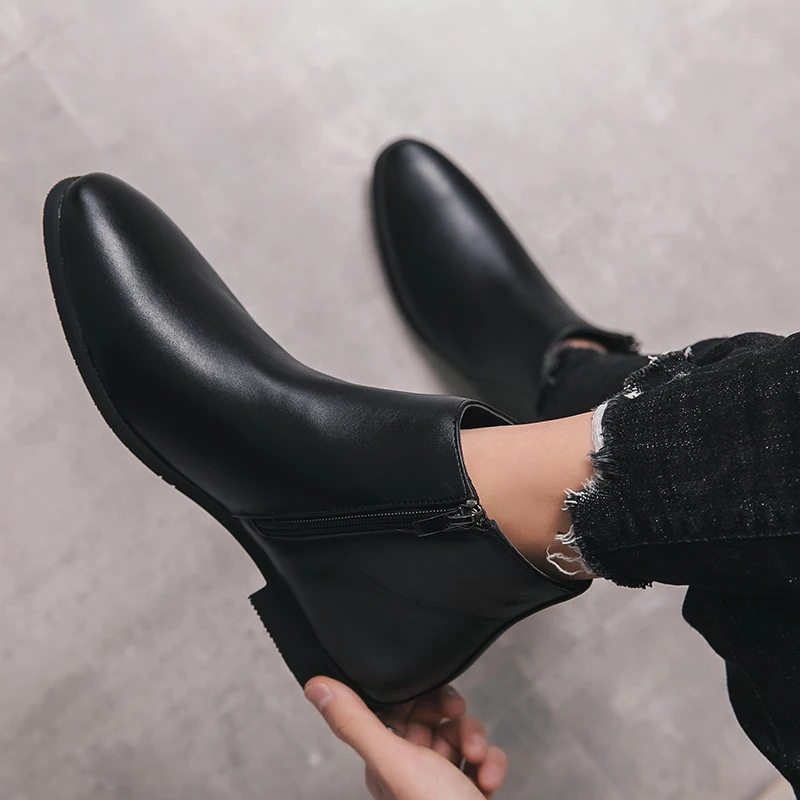 Мужские Ботильоны из высококачественной искусственной кожи черные высокие