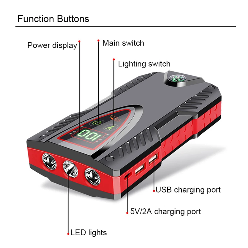 New 99800mAH 2500A Jump Starter Power Bank 12V Emergency Car Battery Starter Booster Start-up Auto Starting Device Car Charger images - 6