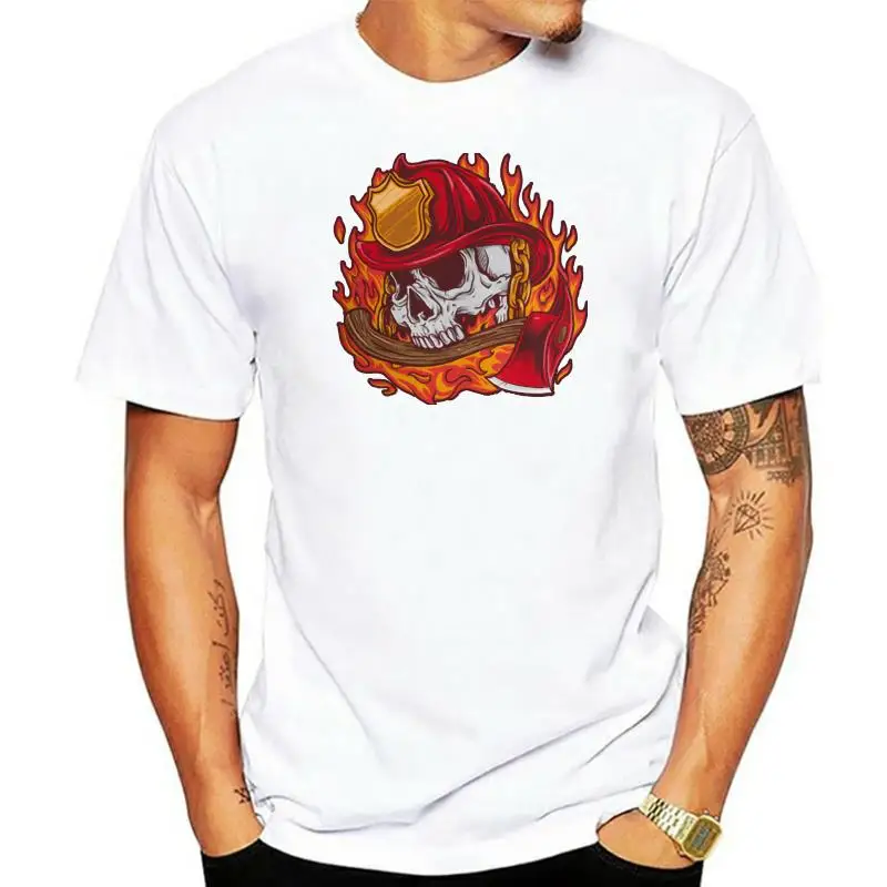 

Футболка унисекс с изображением боевого черепа-огня, шлема, топора, пожарного отдела, футболка для спортзала, фитнеса