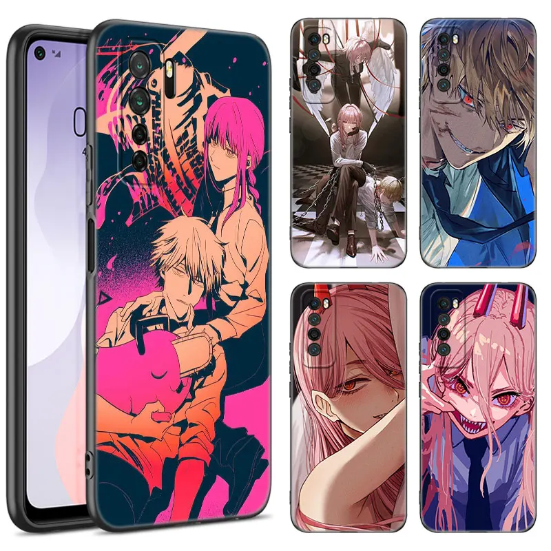 Чехол для телефона Huawei Nova 7 9 10 SE 5T 7i 8i 9Z Y90 Mate 10 20 30 Lite 40 50 Pro 50E из мягкого ТПУ черного цвета с изображением аниме бензопилы