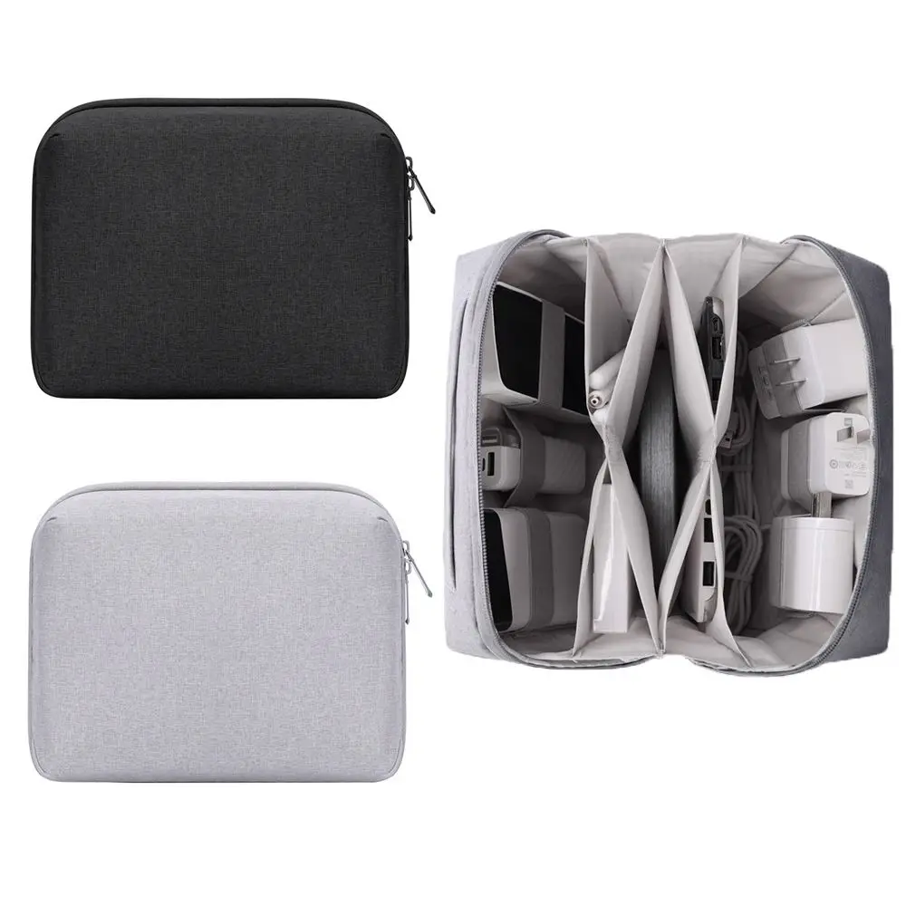 

Multiple Pockets Digital Storage Bags Black Cable Storage Electronic Organizer Pouch Portable Travel Storage Bags Data Cables