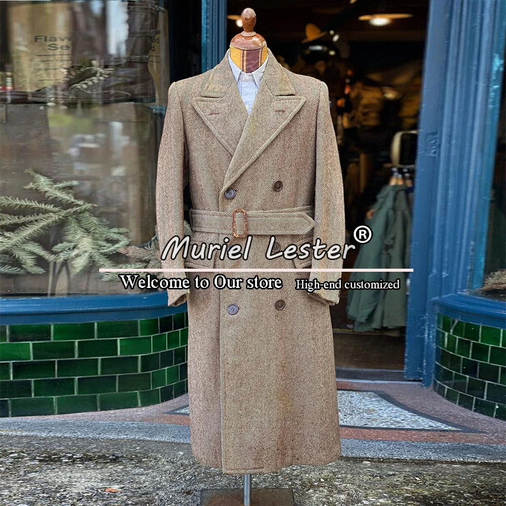 

Тренчкот мужской длинный, двубортный блейзер в елочку, деловой приталенный силуэт, пиджак, на зиму