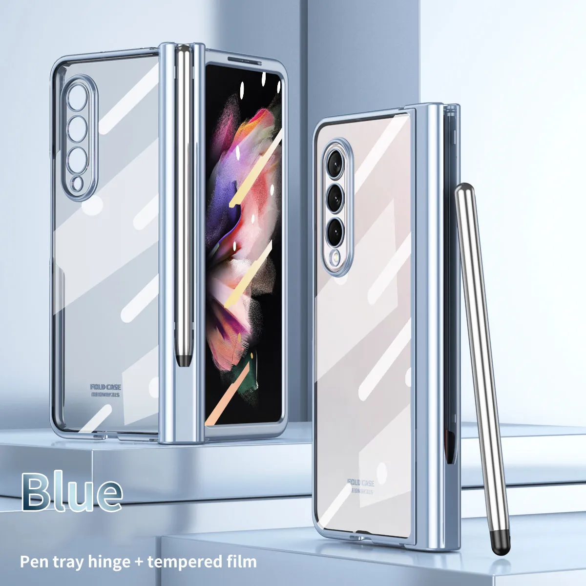 

Full Protection Plating Cell Phone Case for Samsung Galaxy Z Fold 3 Fold2 Fold3 Fold 2 5G Non-Slip Glass Protector Film Coque