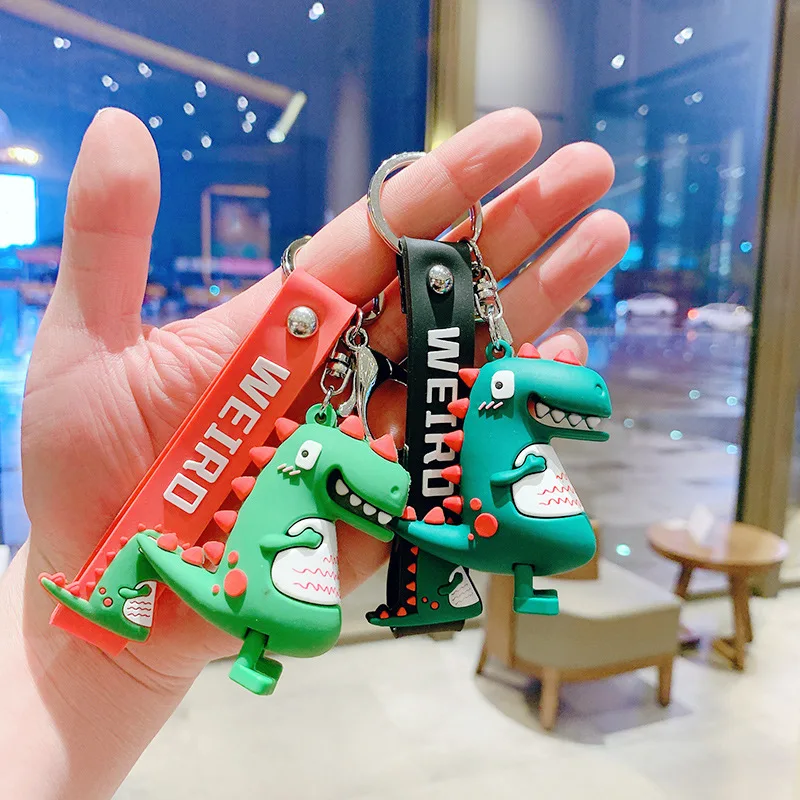 

2022 Cartoon Cute Dino Keychain Keyring Pendant Bag Car Accessories