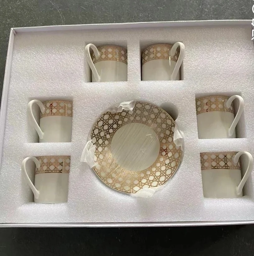 

6 pcs set Top Grade Ceramic Espresso Coffee Cup Tea Milk Drinking Cups with Handle Mug for Office Novelty Gift With Original Box