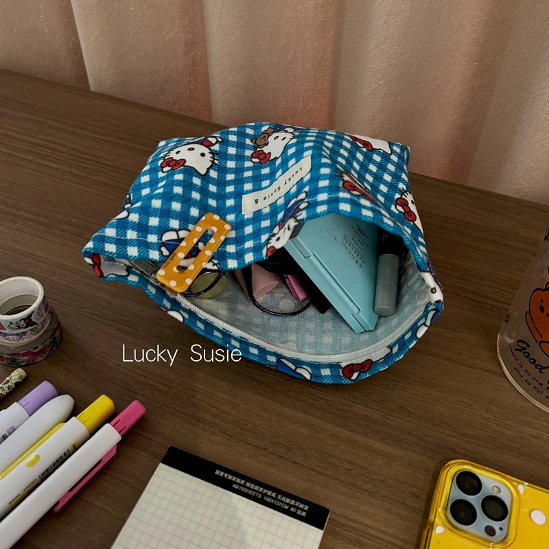 Косметичка Hello Kitty Sanrio кавайная мультяшная уличная Студенческая сумка на молнии с