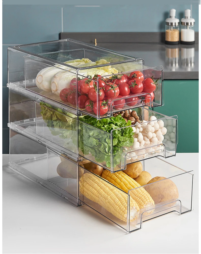 

Refrigerator Storage Box Drawer Type Crisper Refrigerator Multi-Layer Food Fruit Egg Vegetable Sorting food storage containers