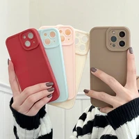 phone case for iphone 13 12 11 pro x xr xs max 7 8 plus se 2 cartoon side flowers camera protection candy colors soft tpu case