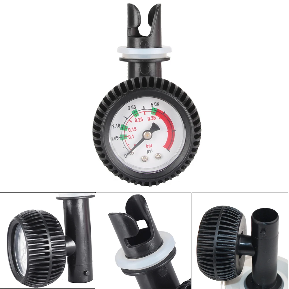 

1x Inflatable Boat Kayak Surfboard Air Pump Air Pressure Gauge Pressure Test Gauge Barometric Pressure Gauge 0-5PSI Range