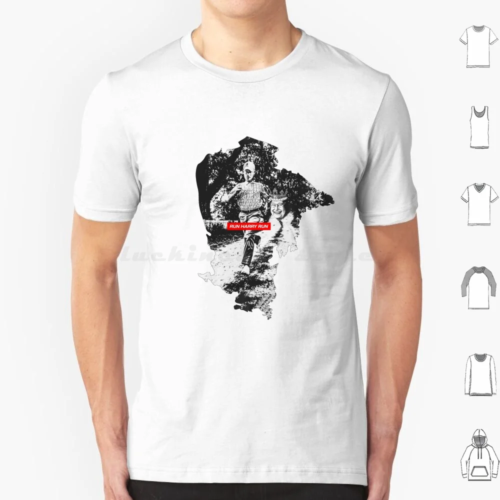 Run Harry Prince Royal Escape Футболка 6xl Хлопковая крутая футболка Забавная пародия Юмор