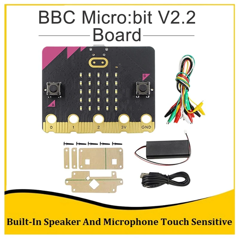 

BBC Micro:Bit V2.2 Go Kit встроенный динамик Mic сенсорный программируемый обучающий макетный комплект для проекта «сделай сам»