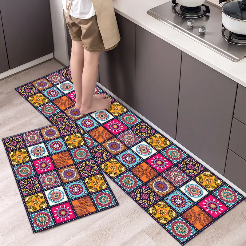 

Plaid Long Kitchen Floor Mat Bedroom Living Room Bedside Area Rug Hallway Washable Carpet Anti Slip Bathroom Entrance Doormat