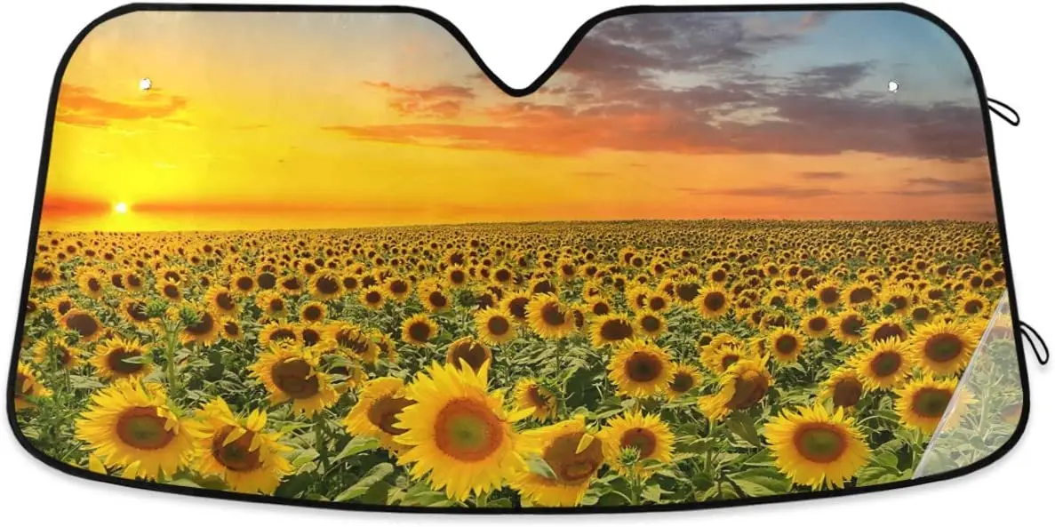 

Oarencol Sunflower Bloom Sunset Car Windshield Sunshade Foldable Uv Visor Sunshade Sunshade
