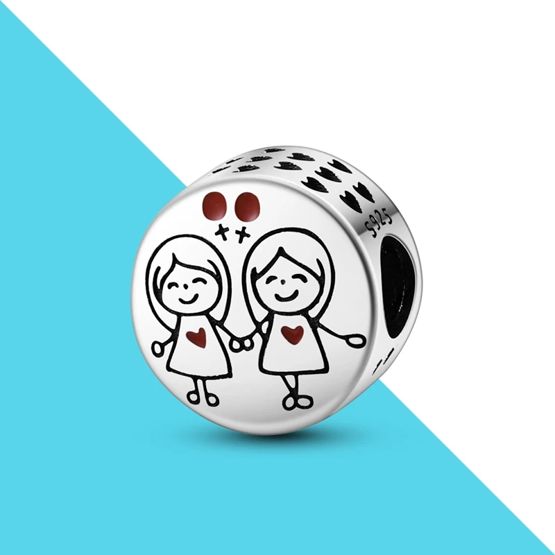 

Childhood Sweethearts Round Beads 925 Silver Fit Original Pandora Bracelet Diy For Fine Jewelry Making Festival Gift For Friends