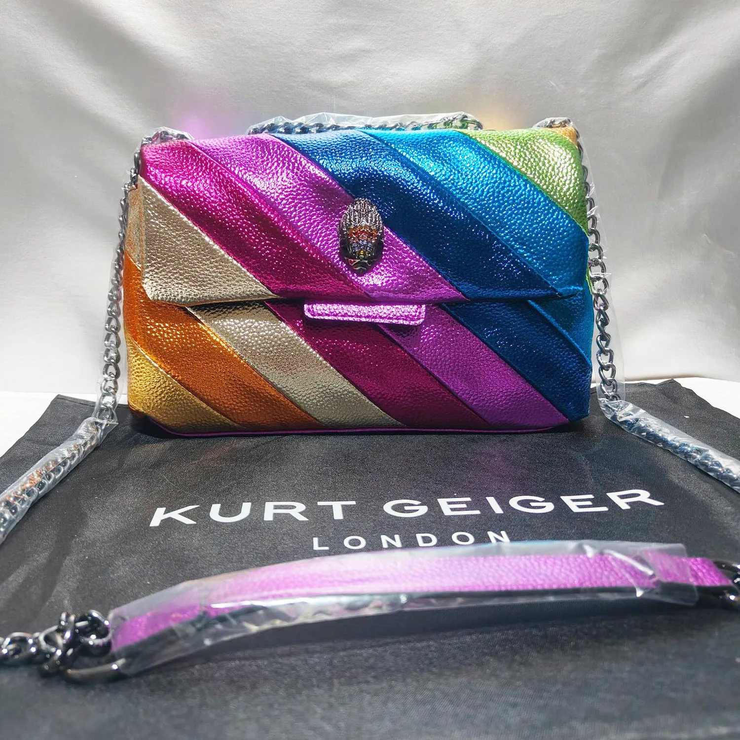 Kurt G London Multi-Coloured Patchwork Crossbody Bags For Women UK Brand Designer Fashion Trend Handbag PU Shoulder Bag