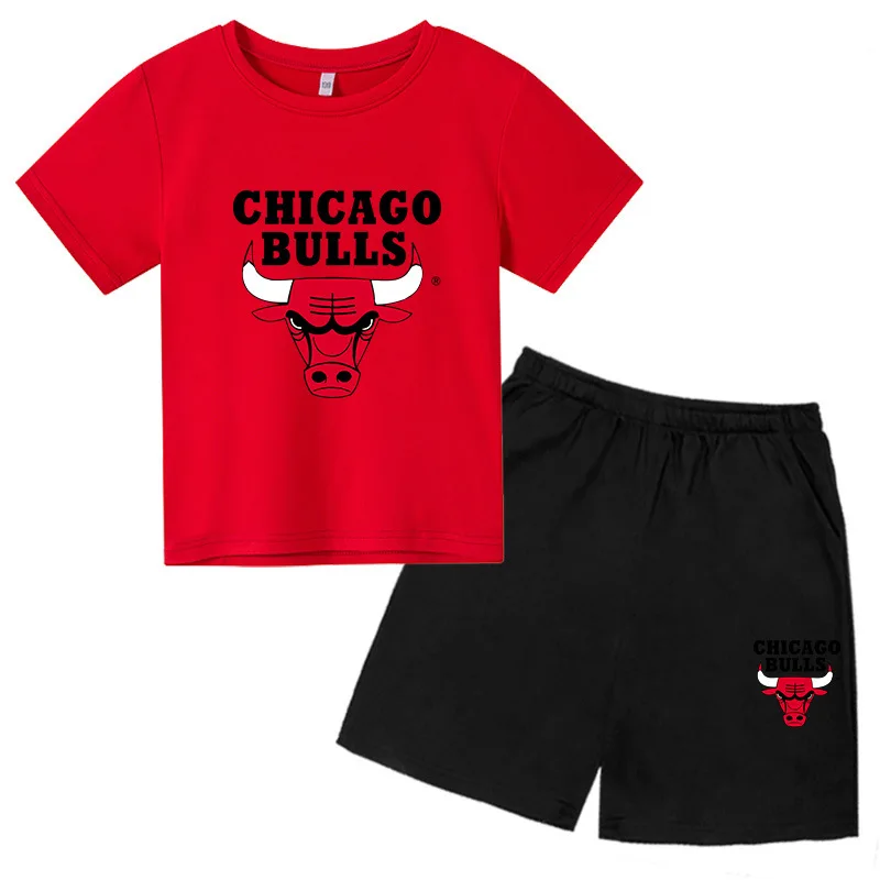 

2022 Summer Basketball Team Printed Children's T-Shirt Suit Short Sleeve Shorts 2 Piece Set of Children's Sportswear Boys Girls