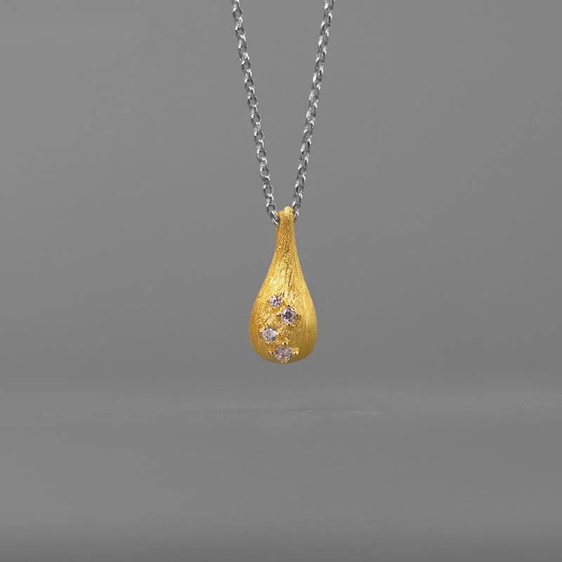 

925 Sterling Silver Pendant, water drop shape, zircon necklace, crystal, new personality