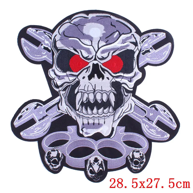 Denim Coat Back Punk Patch Couple Essential Iron Patch Motorcycle Jacket Large Embroidery Patch Large Badge Skull Stripe Badge images - 6