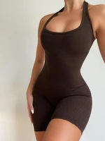 sleeveless rib knit bodysuit women 2022 casual sports cropped bodysuit black pre fall fitness playsuit sexy bodycon clothes