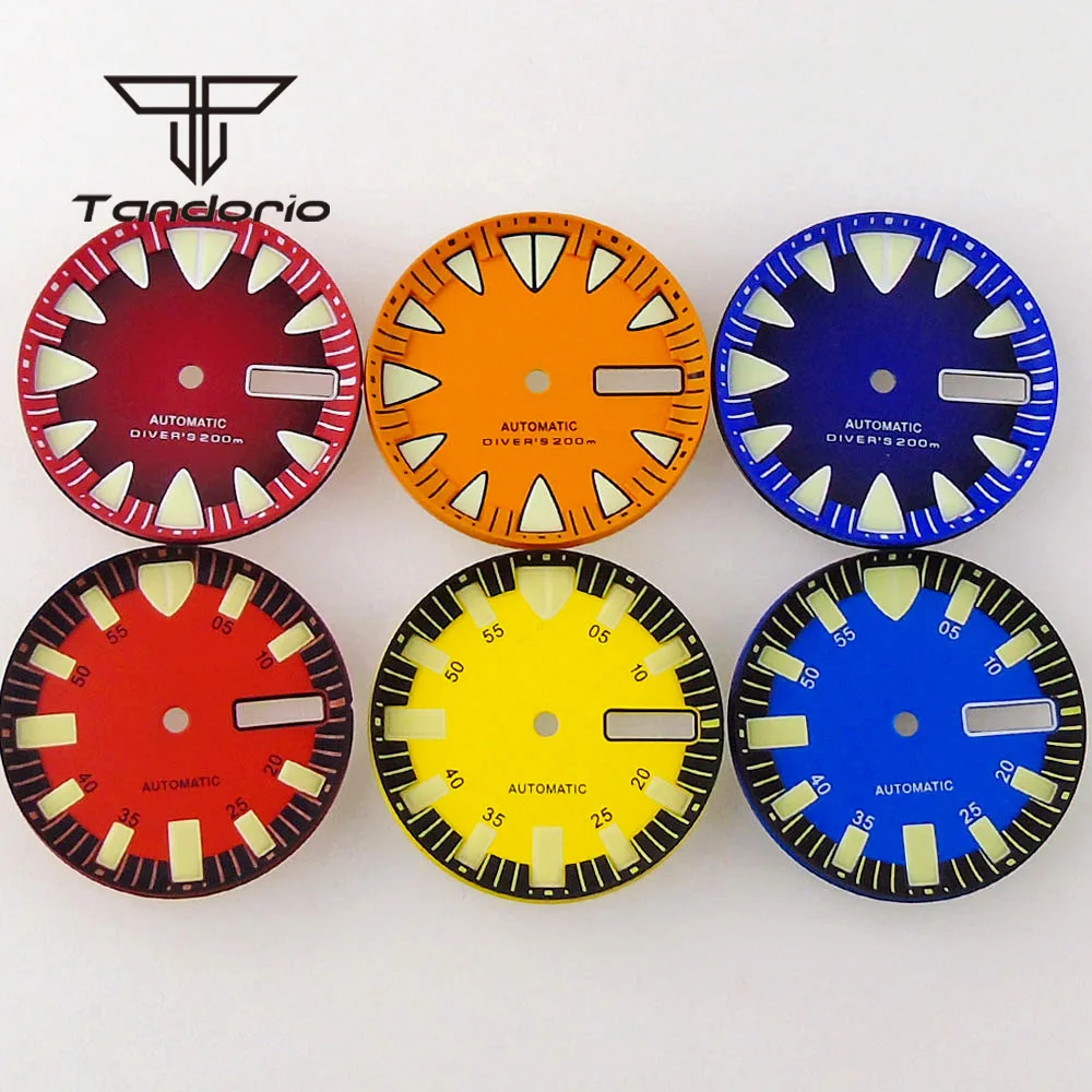 29 мм NH36 циферблат для часов красный/оранжевый/синий/желтый недели/окна даты набор