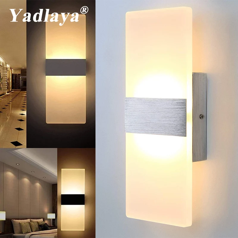 

LED Acrylic Wall Sconce Lamp 220V 110V 12W Warm White Moder Bedroom Bedside Light Living Room Balcony Aisle Corridor Wall Lamp