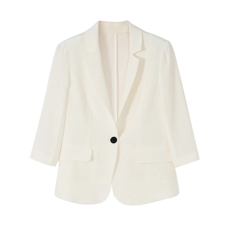 

Suits Women Elegant Design 100% Heavy Silk Turn-down Collar Three-quarter Sleeves Solid 2 Colors Coat Ladies New Fashion