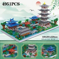 chinese architecture micro building blocks tower west lake trees diy diamond bricks with light toy for kids adults gifts
