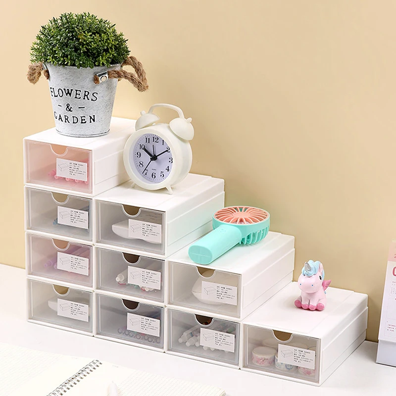 

Transparent Drawer Storage Box Desktop Organizers Storage Box Stackable Multilayer Stationery Pencil Box Jewelry Makeup Organize