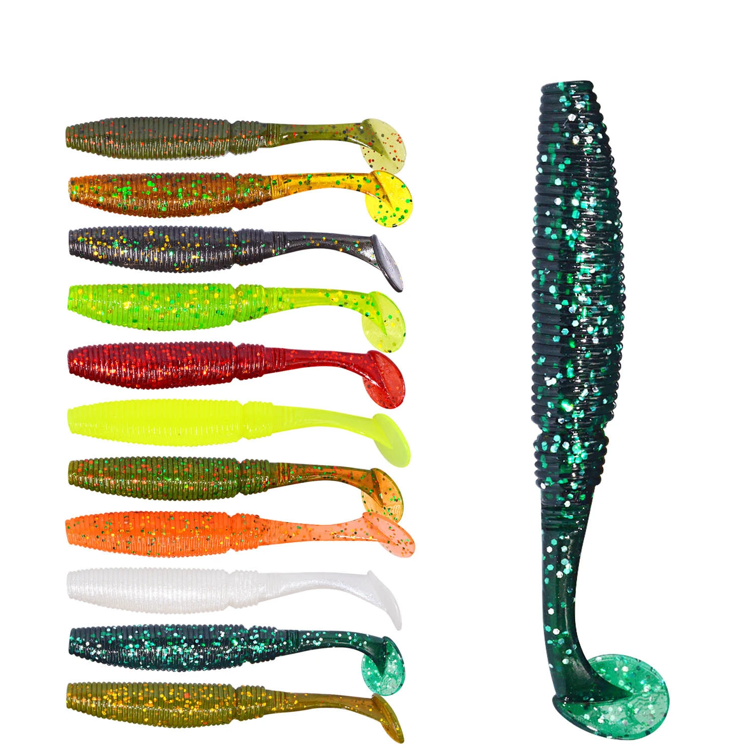 

Shad Worm Soft Bait 75mm/3.2g Silicone Soft Lure T Tail Soft Bait Artificial Baits Bass Pike Jig Wobblers Swimbait Tackle Raglou