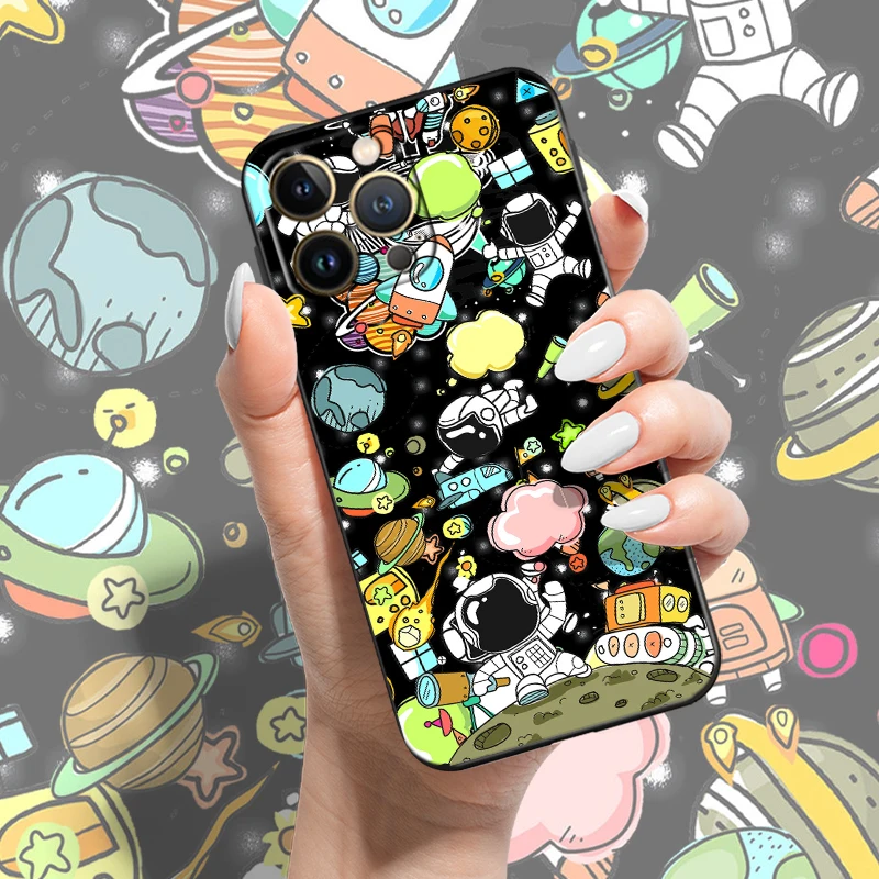 

2022 симпатичный мультяшный астронавт для Apple iPhone 13 12 11 Pro 12 Mini X XR XS Max 6 7 8 Plus, чехол для телефона, жидкий силиконовый чехол, чехлы
