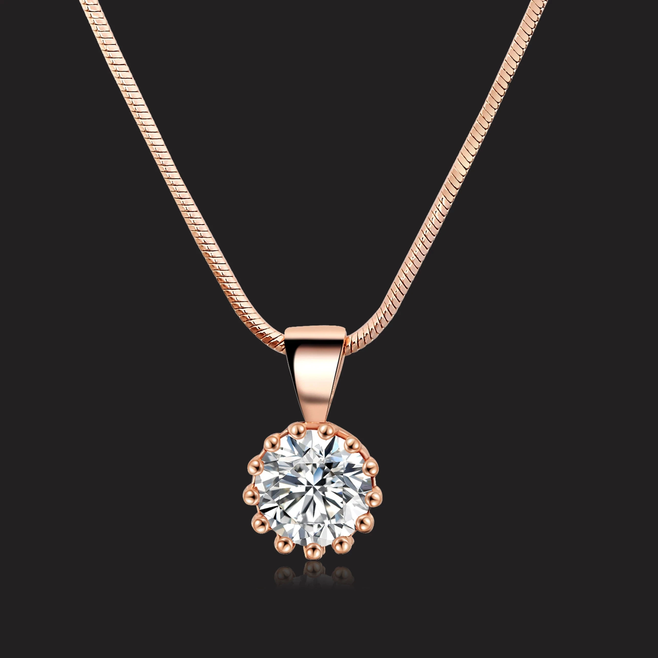 

Ожерелье с подвеской в виде короны для женщин, винтажное классическое украшение в стиле ретро, цвет розовое золото с кубическим цирконием, П...